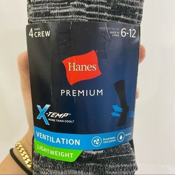 Hanes Premium Men’s x-Temp Light Weight Crew Socks 4 pk - Picture 4 of 4
